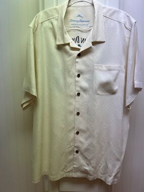 Tommy Bahama Cream Short-Sleeve Button-Down Camp Shirt